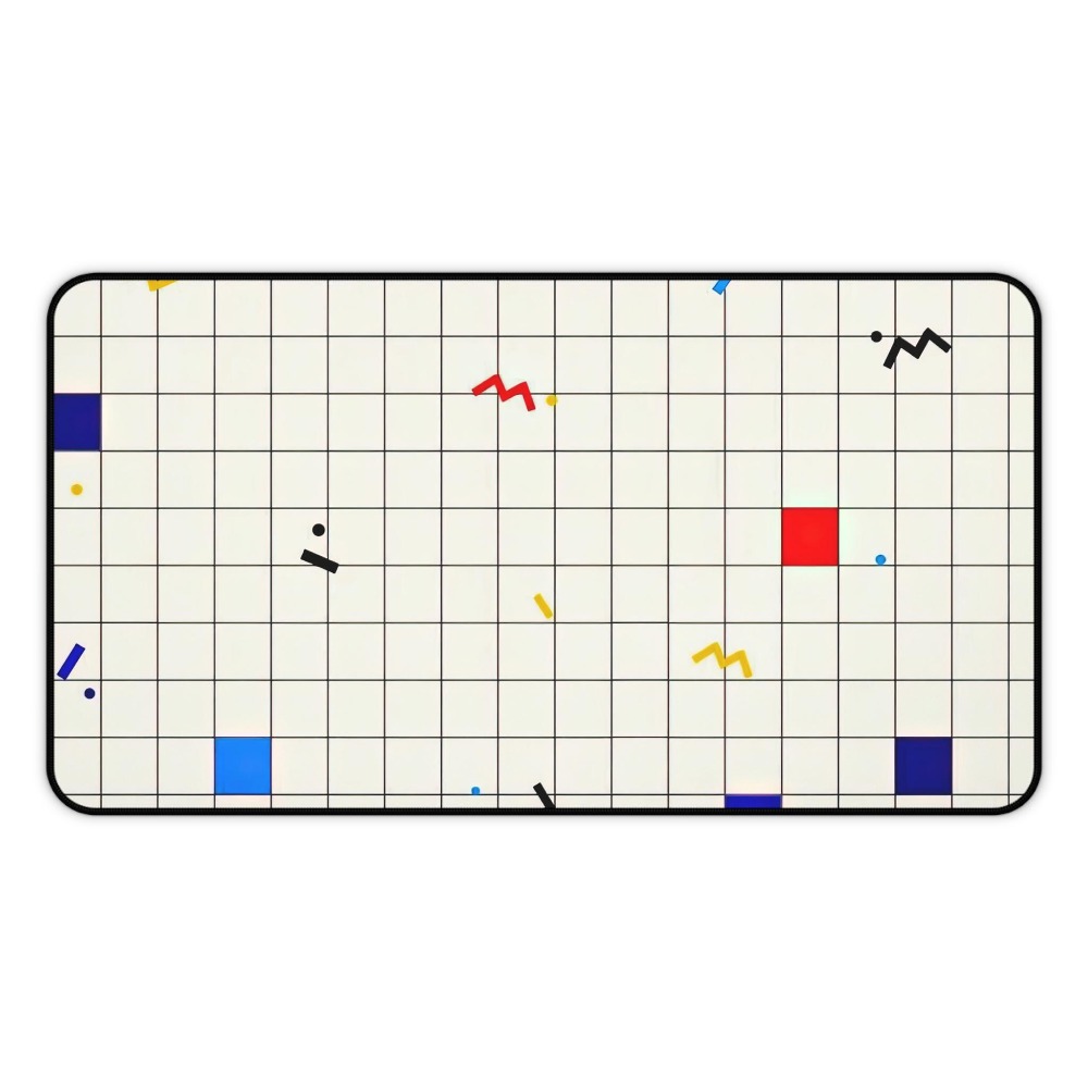 Gaming Accessories Retro - レトロな幾何学模様のデスクマット マウスパッド メンフィスデザイン カラフル 80年代スタイル 大型ゲーミングセットアップ