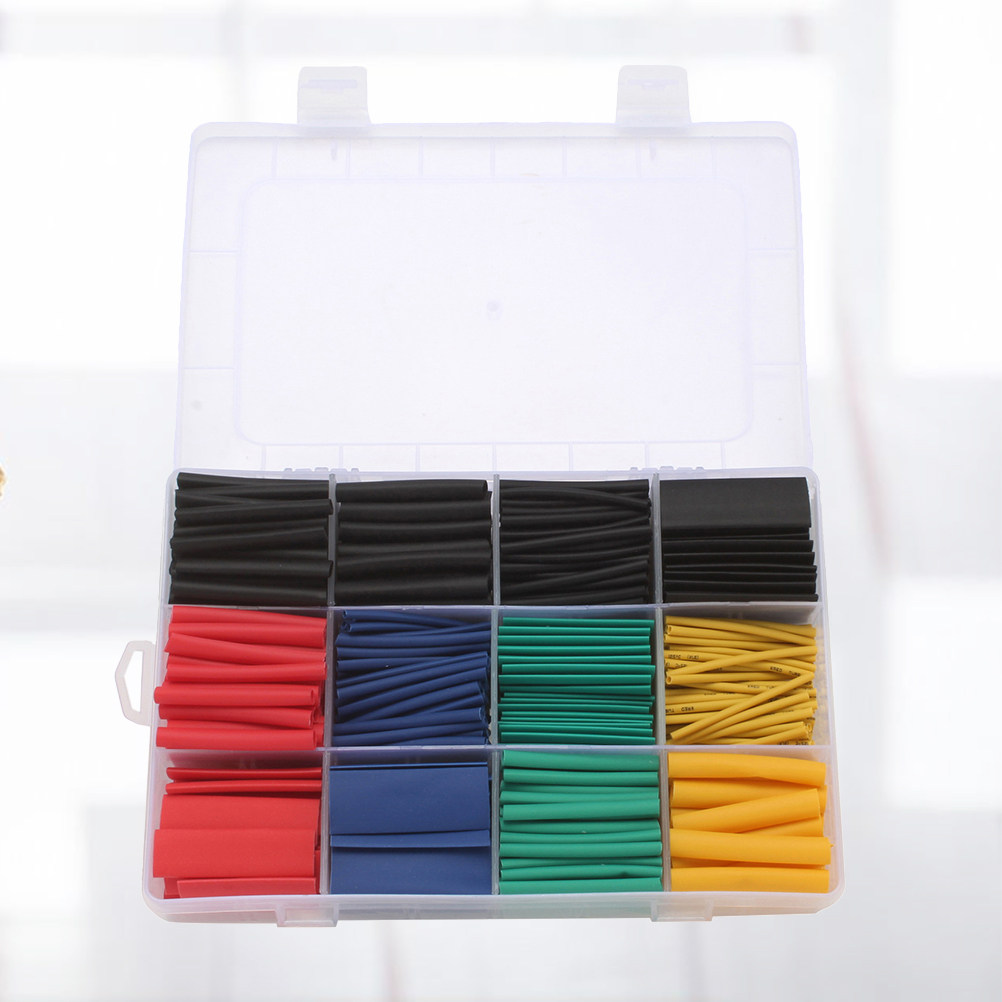 Sleeved Cable Kit - 530個入り熱収縮チューブキット、耐久性のある電線保護用ケーブルスリーブ、絶縁修理用、ワイヤーハーネス保護用熱収縮チューブ