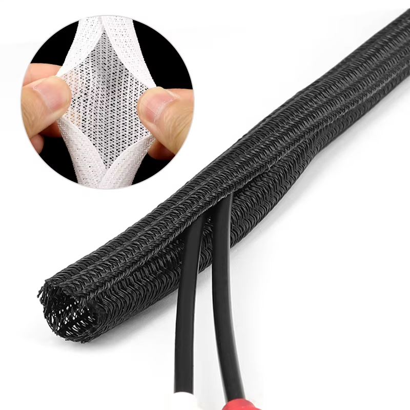 Sleeved Cable Kit - 絶縁編組ケーブルスリーブ PETナイロン巻きケーブルケーシング ケーブルスリーブ デスクPC TV用ワイヤープロテクター ケーブルラップカバー