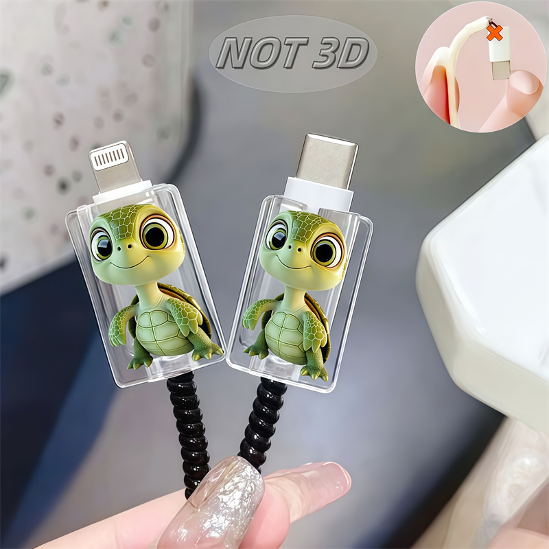 2D フラット 2 個のかわいい漫画のカメの電話充電ケーブル - Sleeved Cable Kit のレビューと価格