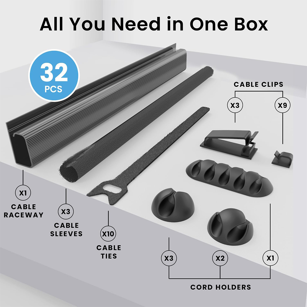 32 個デスクアンダーケーブル管理キットコードオーガナイザー - Sleeved Cable Kit のレビューと価格