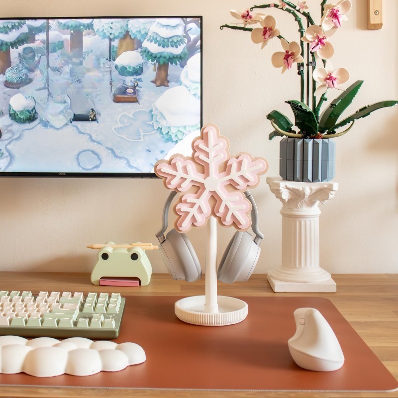 スノーフレークヘッドフォンスタンド 3D プリントかわいいイ - Gaming Accessories Rack のレビューと価格